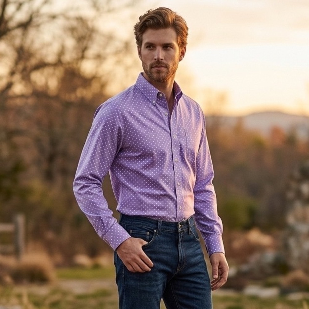 Ralph Lauren Men's Slim Fit Non-Iron Dress Shirt - Purple Paisley (15 32/33)